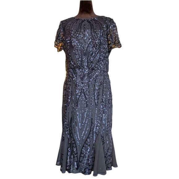 R&M Richards gorgeous plum color sequin dress size 10 - Picture 1 of 14